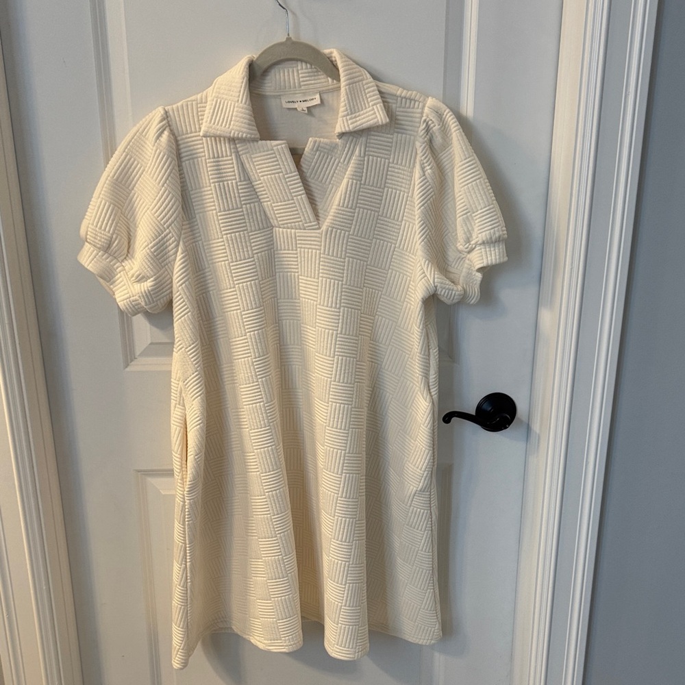Lovely Melody Textured Cream Dress
